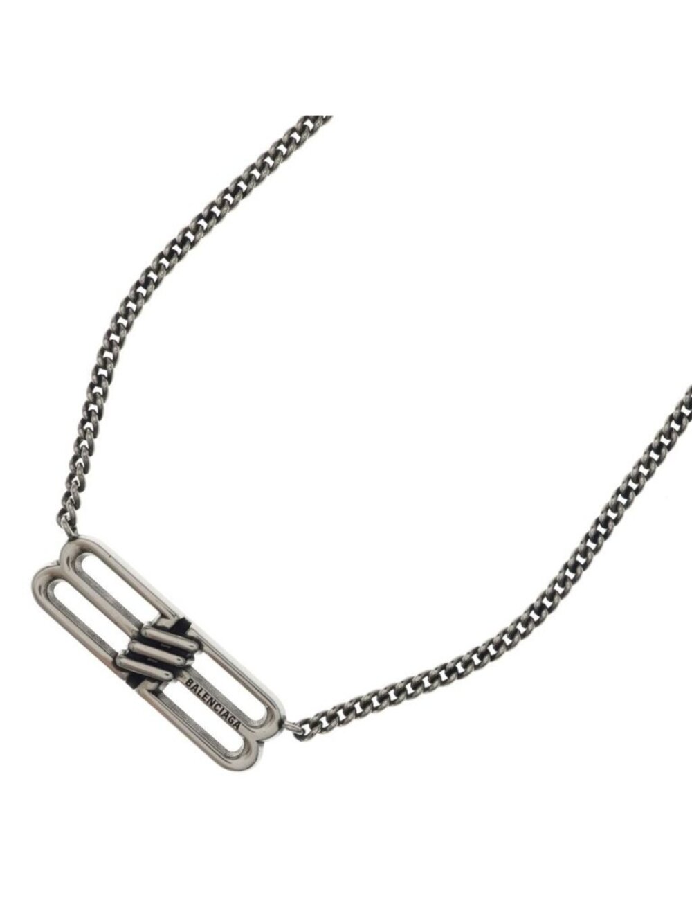 Balenciaga BB Icon Logo Pendant Chain Silver